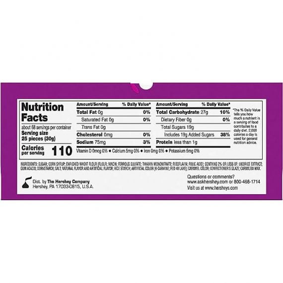 Good and Plenty Liquorice Candy 170g Nutritional INformation